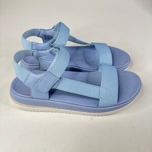 FitFlop Surff Two-Tone Webbing/Leather Back-Strap Sandals‎ Skywash Blue Size 11